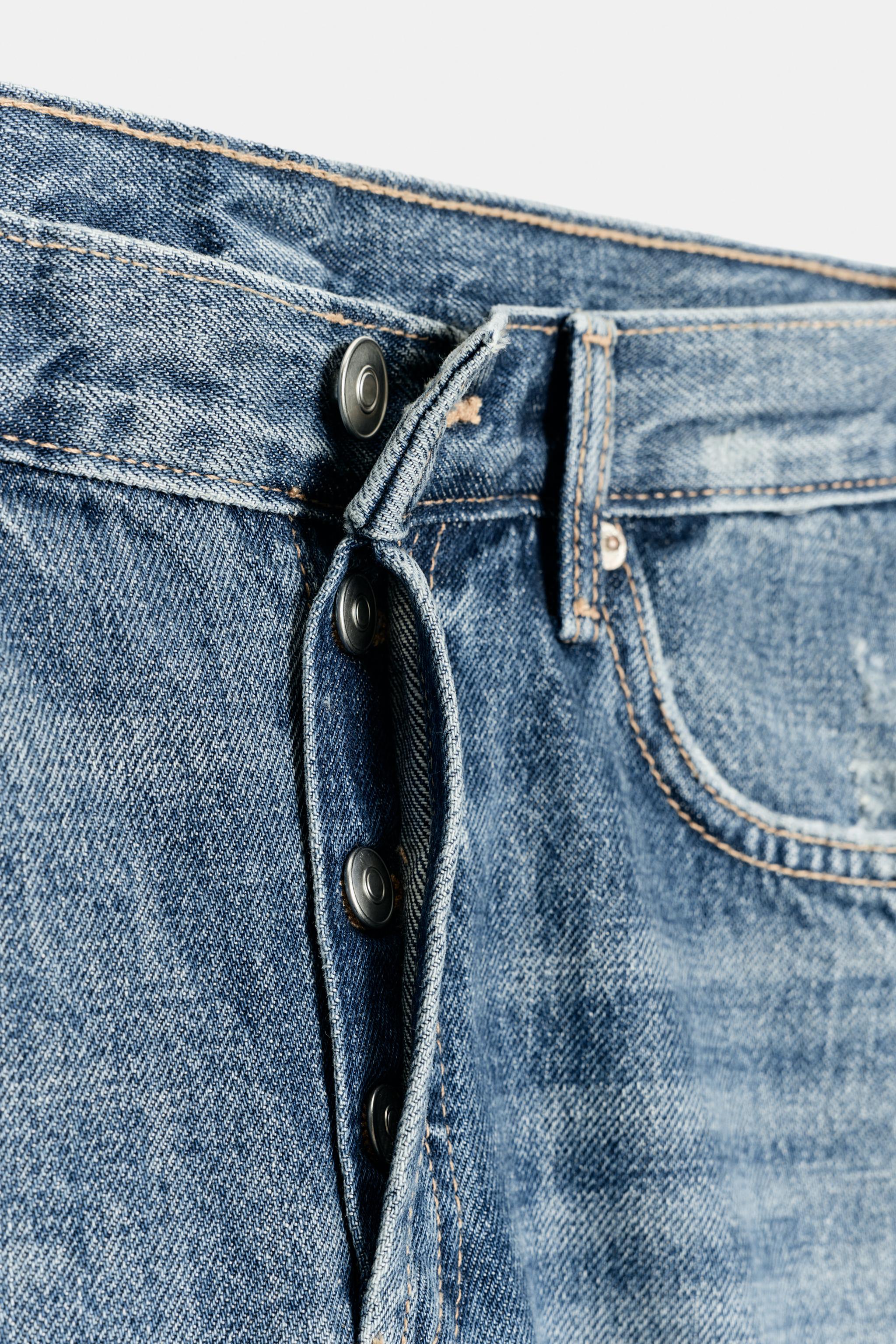 TRF MID-RISE RIPPED STRAIGHT JEANS